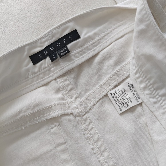 Theory Sz 2 Off White Grace Connecticut Denim Jeans Straight Leg Low Rise Cotton - Picture 6 of 7